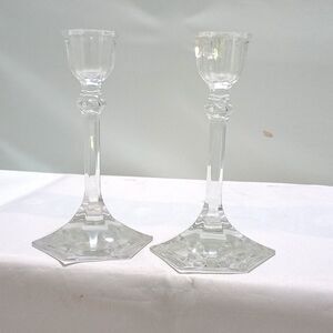 Vintage JR Riedel Crystal Candlesticks 6" Taper Candle Holders Marked Pair